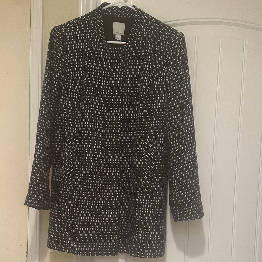 Halogen Black and White Patterned Open-Front Blaz… - image 2